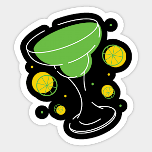 Green Margarita Lime Line Art Sticker